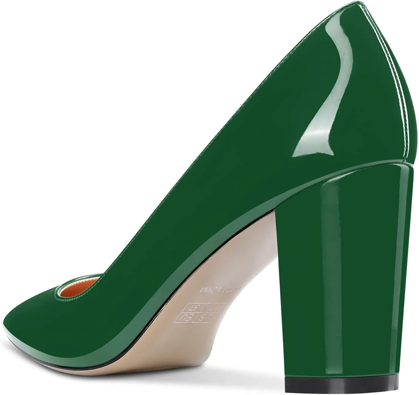 Aachcol Women Pumps Pointed Toe Slip on Mid Heel Dress Office Chunky Block Heels Shoes 3 Inches