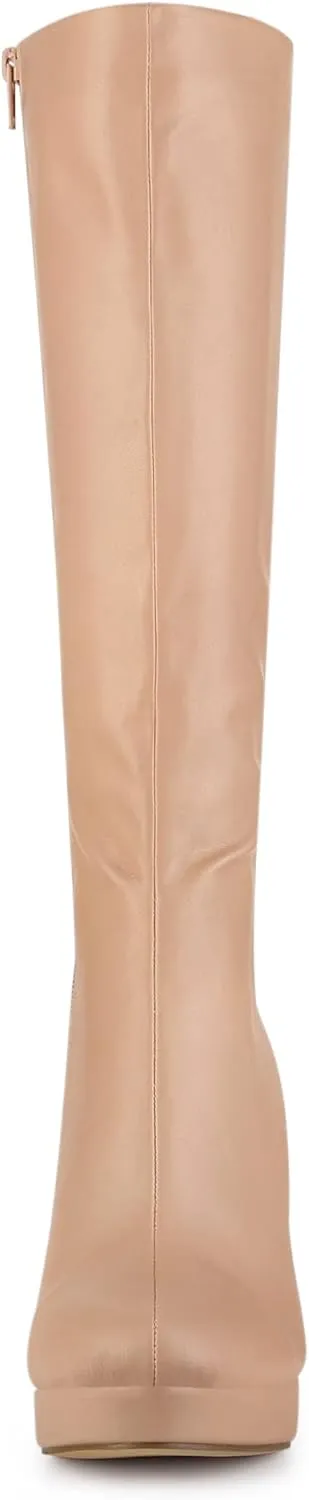 Allegra K Women's Chunky Heel Round Toe Platform Knee High Boots