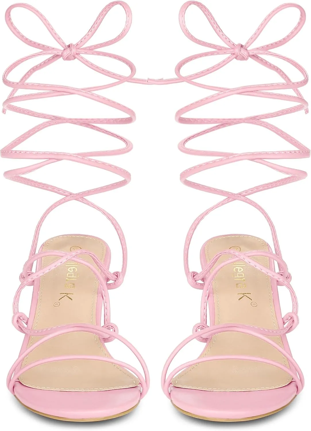 Allegra K Women's Lace Up Open Toe Strappy Stiletto Heels Sandals