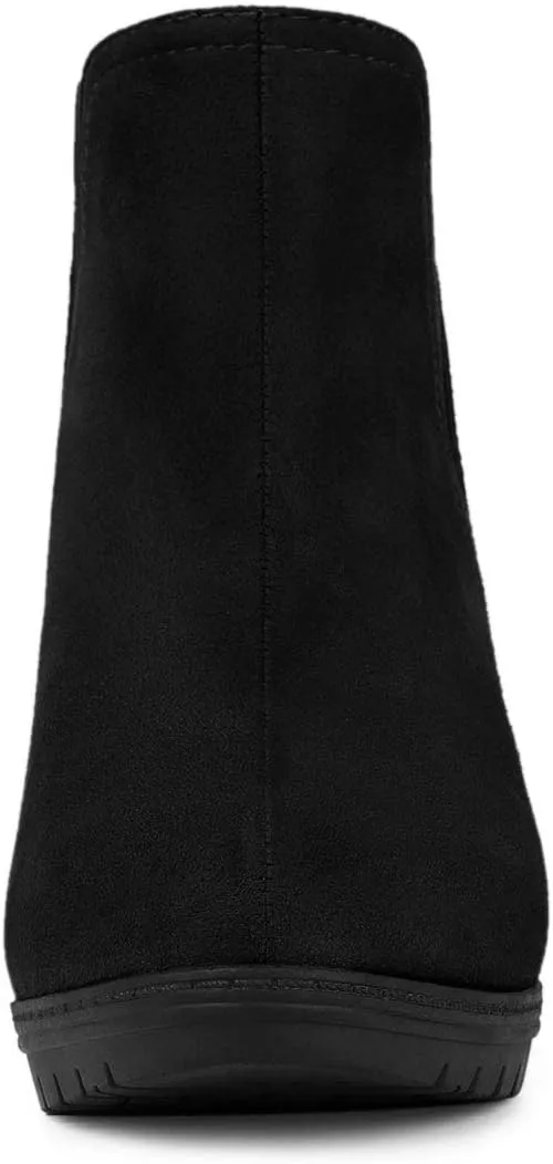 Allegra K Women's Round Toe Block Heels Chelsea Ankle Boots
