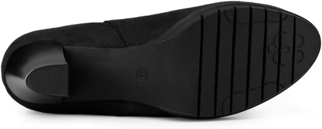 Allegra K Women's Round Toe Block Heels Chelsea Ankle Boots