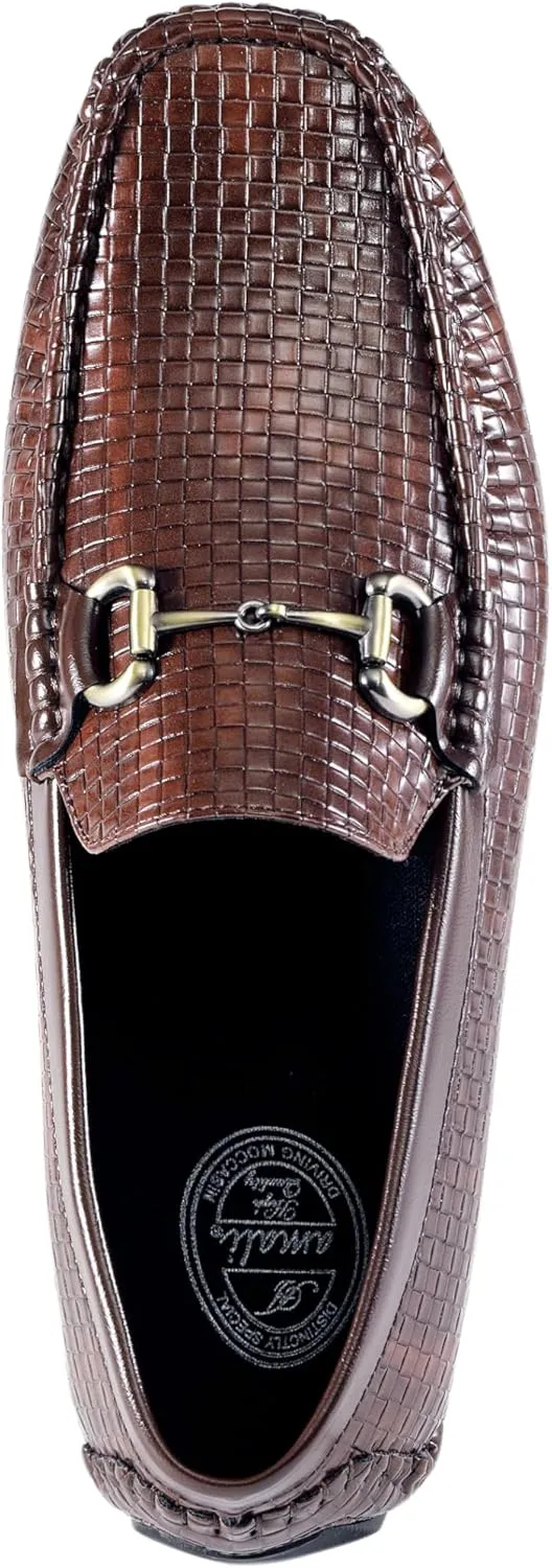 Amali Cola - Driving Moccasins for Men – Mens Slip On Loafers, Moccasins, Slip-on Dress Shoes - Driving Loafers with Matching Color Bit
