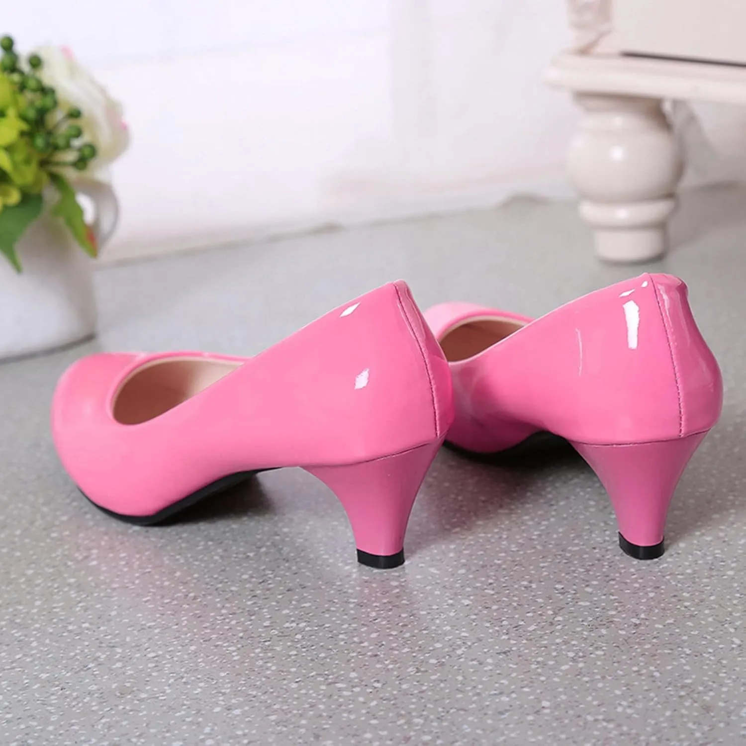 AMDBEL Ballet Flats Shoes for Women Dressy, Women's Slingback Leather Slingback Flats Pointed Toe Pumps Comfort Heeled Sandal