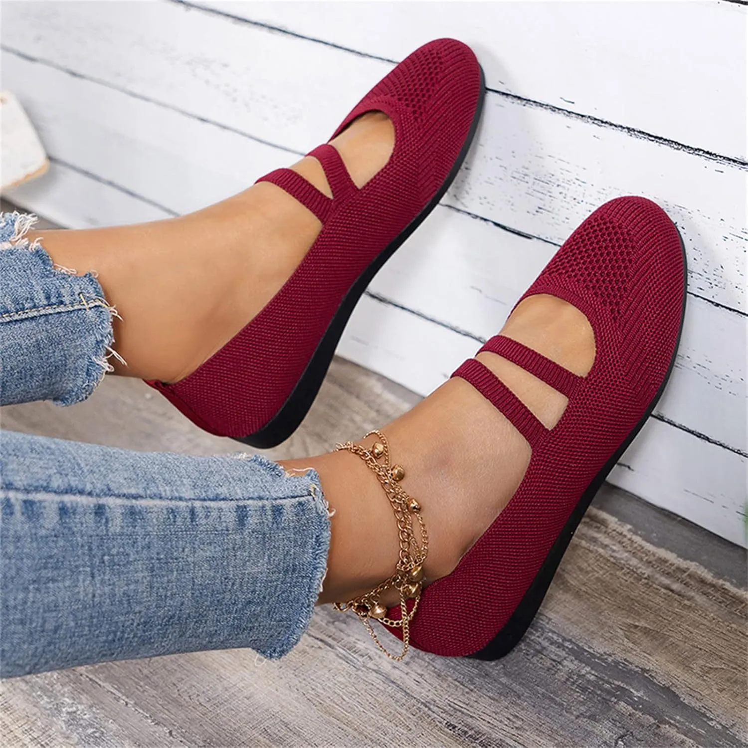 AMDBEL Flats Shoes Women Dressy Comfortable Women's Leather Slip On Loafers Casual Round Toe Moccasins Wild Driving Boat Flat