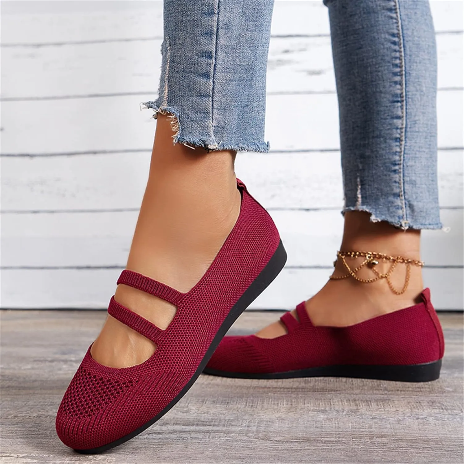 AMDBEL Flats Shoes Women Dressy Comfortable Women's Leather Slip On Loafers Casual Round Toe Moccasins Wild Driving Boat Flat