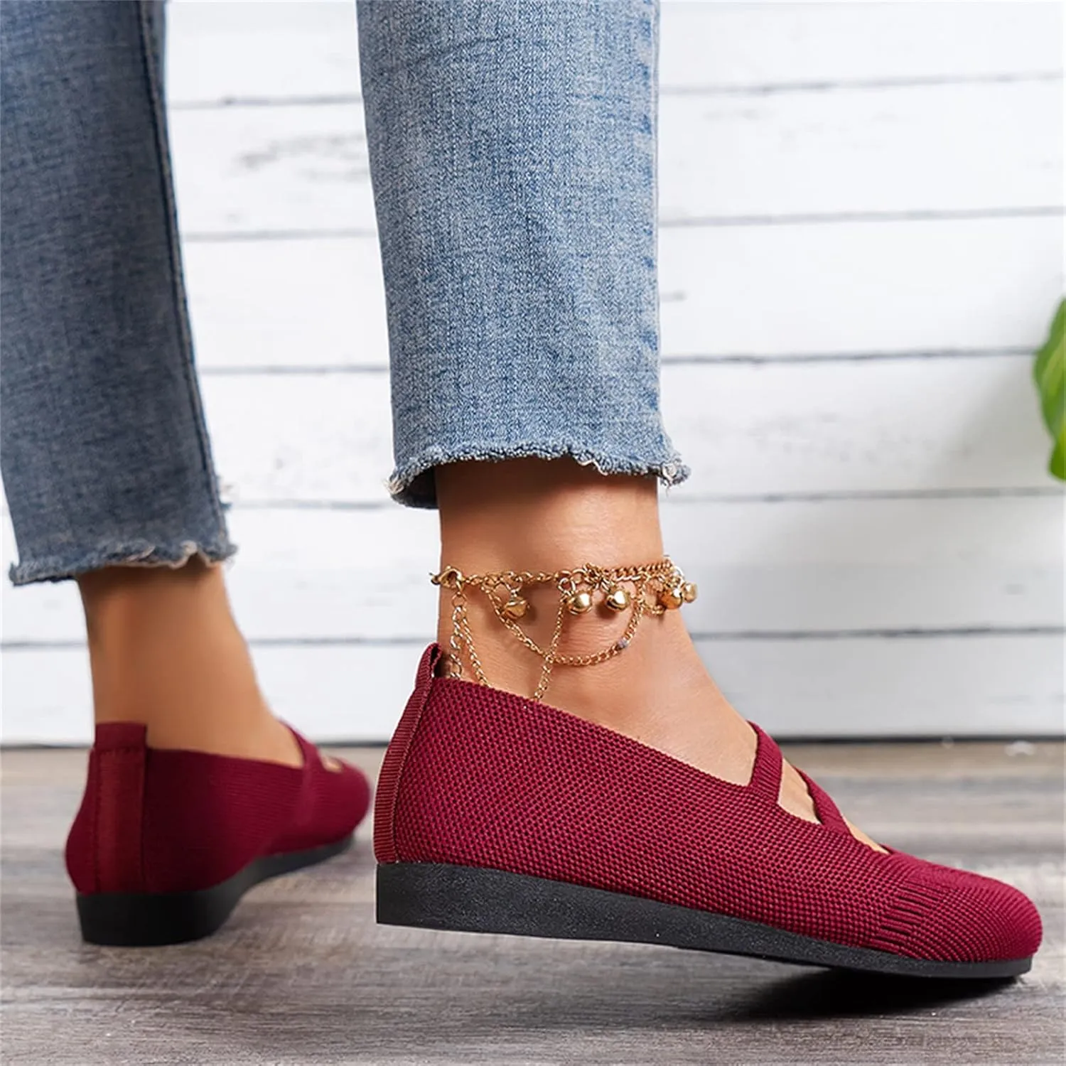 AMDBEL Flats Shoes Women Dressy Comfortable Women's Leather Slip On Loafers Casual Round Toe Moccasins Wild Driving Boat Flat