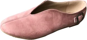 AMDBEL Flats Shoes Women Dressy Comfortable, Women's Pointed Toe Suede Flock Casual Flats Vintage Slip-On Buckle Strap Loafers Shoes Women's Flat Shoes Travel Shoes