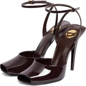 Arqa Womens Stilleto Sandals Covered Square Open Toe Pumps Adjustable Ankle Strap Office Party Dressy Shoes Summer Sexy Elegant 4.1 IN Heels