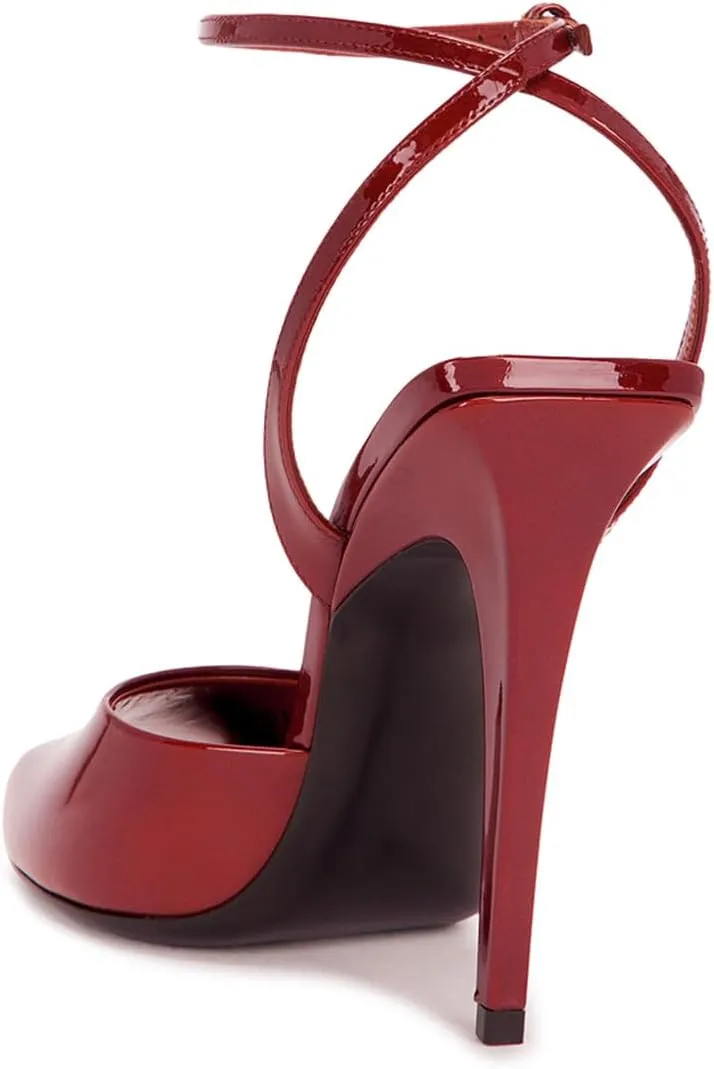 Arqa Womens Stilleto Sandals Covered Square Open Toe Pumps Adjustable Ankle Strap Office Party Dressy Shoes Summer Sexy Elegant 4.1 IN Heels