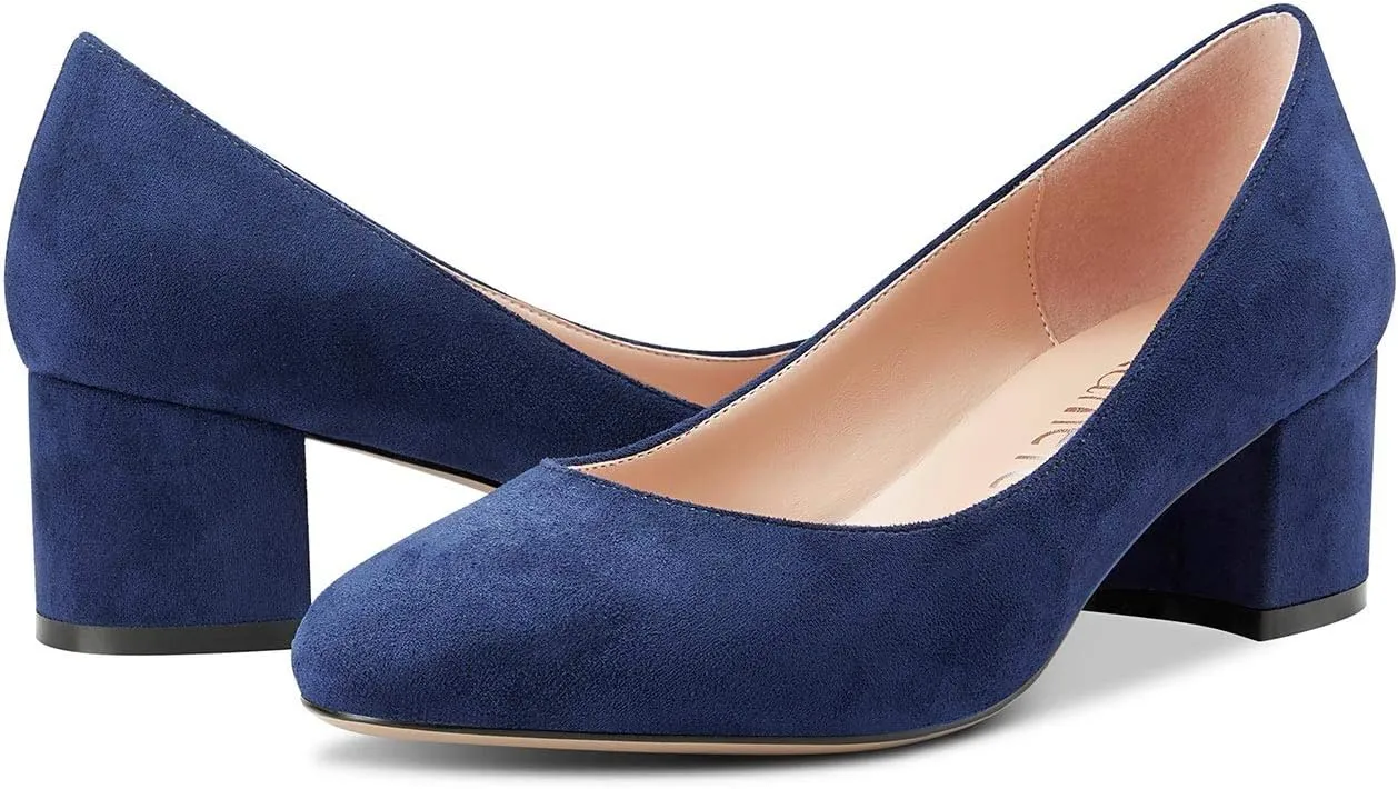 Castamere Womens Chunky Block Heels Round-Toe Slip-on Mid-Heel Basic Pumps 5CM Heels