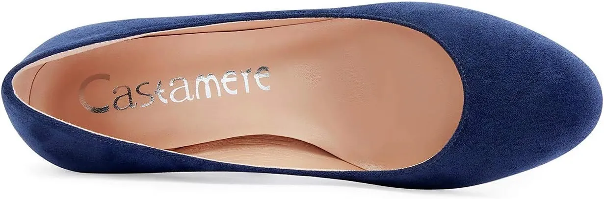 Castamere Womens Chunky Block Heels Round-Toe Slip-on Mid-Heel Basic Pumps 5CM Heels