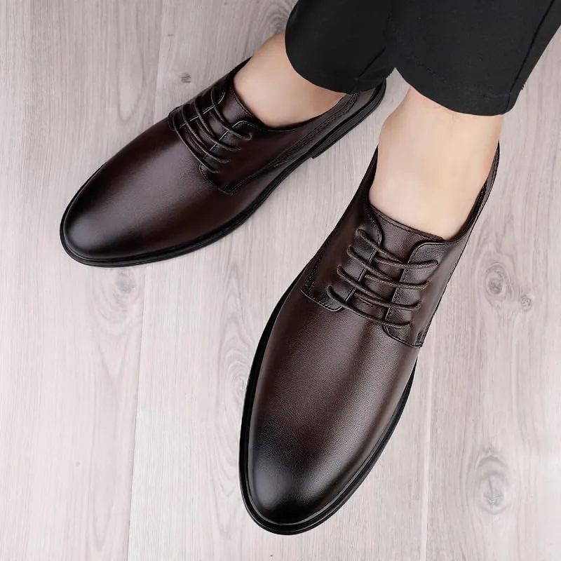 Classic Men's Leather Dress Shoes Men Lace-up Formal Oxfords Shoes Breathable Wingtip Brogue Shoes