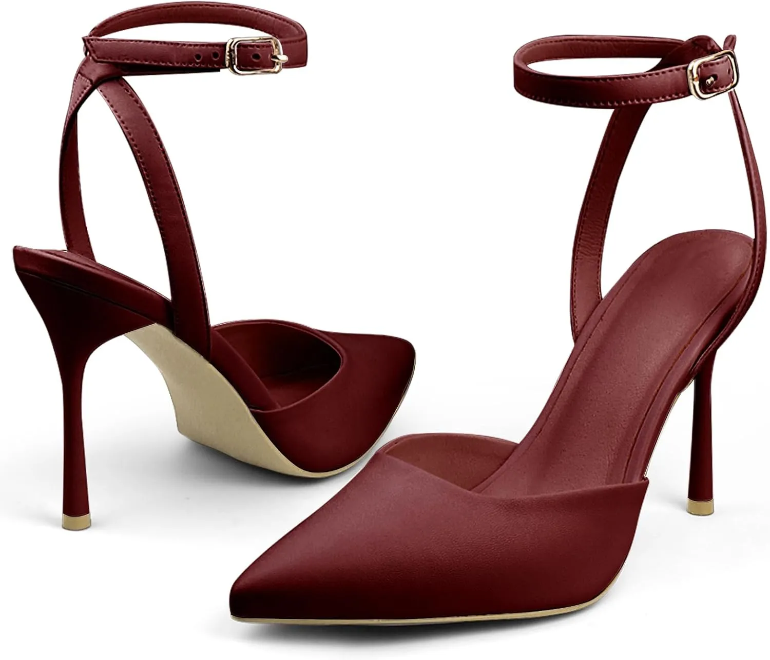 Closed Toe Ankle Strap Heels Women Pointed Toe Slingback Stiletto Heel Dress Pumps Shoes Party Wedding Sexy Heeled Sandals