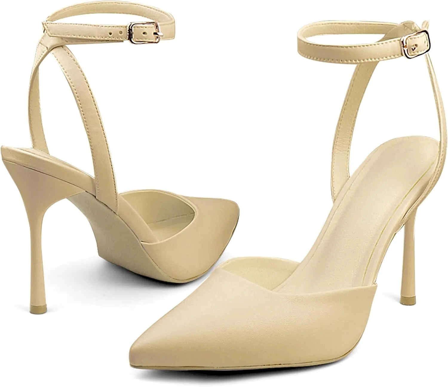 Closed Toe Ankle Strap Heels Women Pointed Toe Slingback Stiletto Heel Dress Pumps Shoes Party Wedding Sexy Heeled Sandals