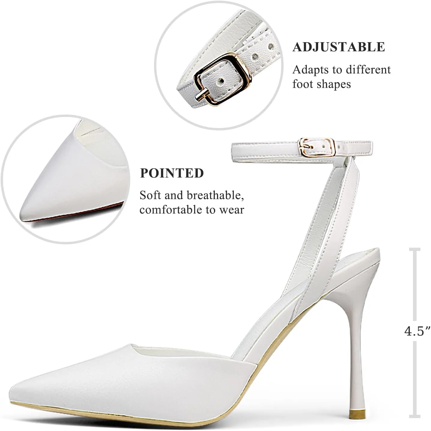Closed Toe Ankle Strap Heels Women Pointed Toe Slingback Stiletto Heel Dress Pumps Shoes Party Wedding Sexy Heeled Sandals