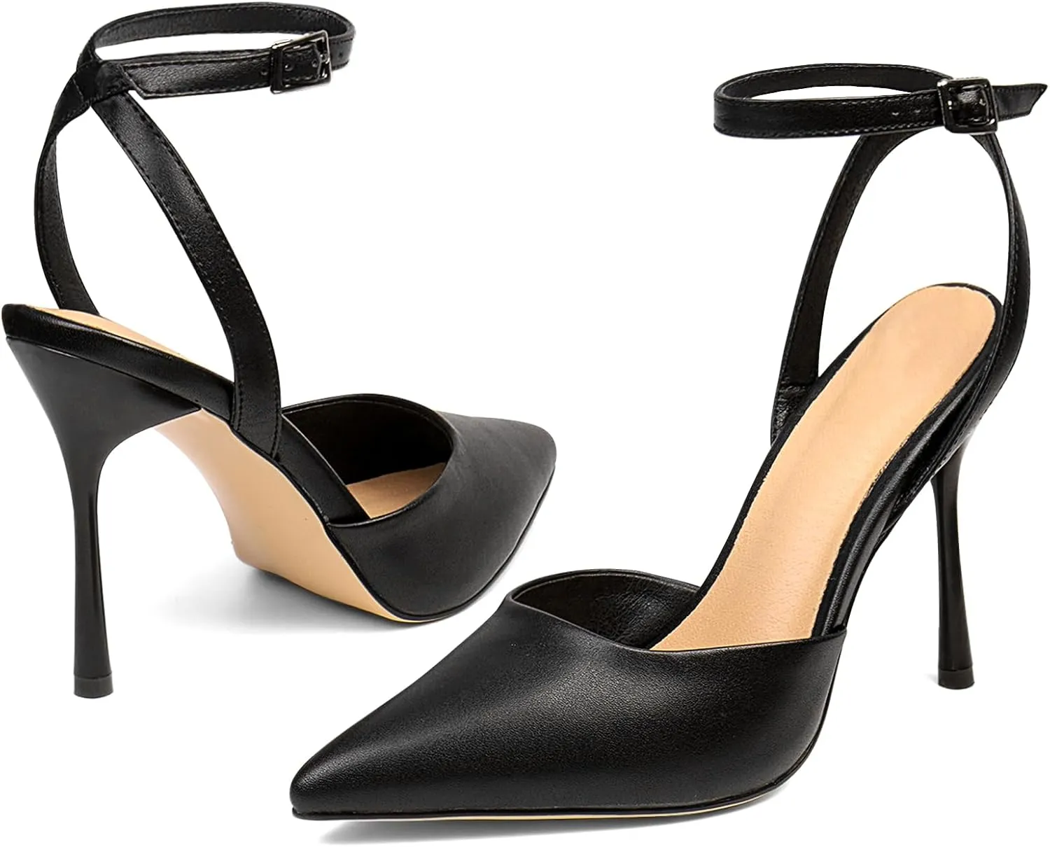 Closed Toe Ankle Strap Heels Women Pointed Toe Slingback Stiletto Heel Dress Pumps Shoes Party Wedding Sexy Heeled Sandals