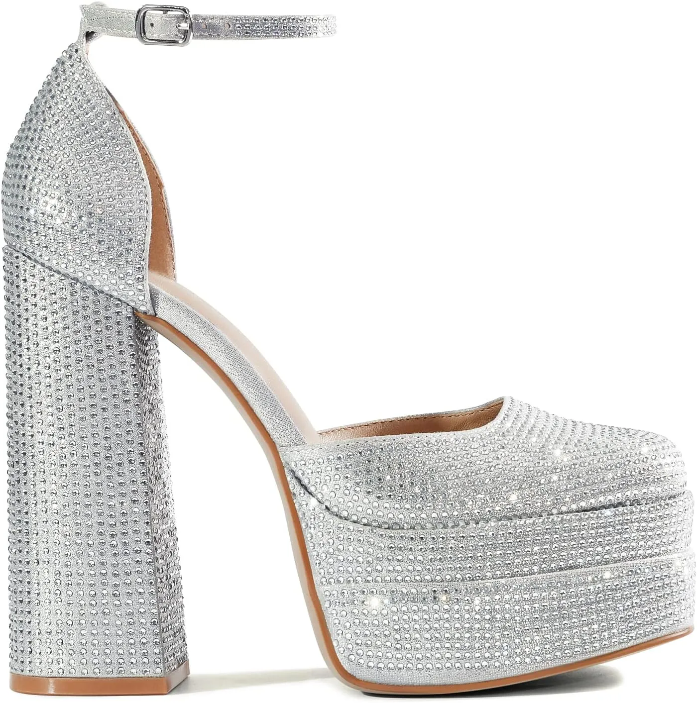 DREAM PAIRS Women’s High Chunky Platform Closed Toe Block Heels Square Toe Ankle Strap Dress Wedding Party Pumps Shoes Aurelia