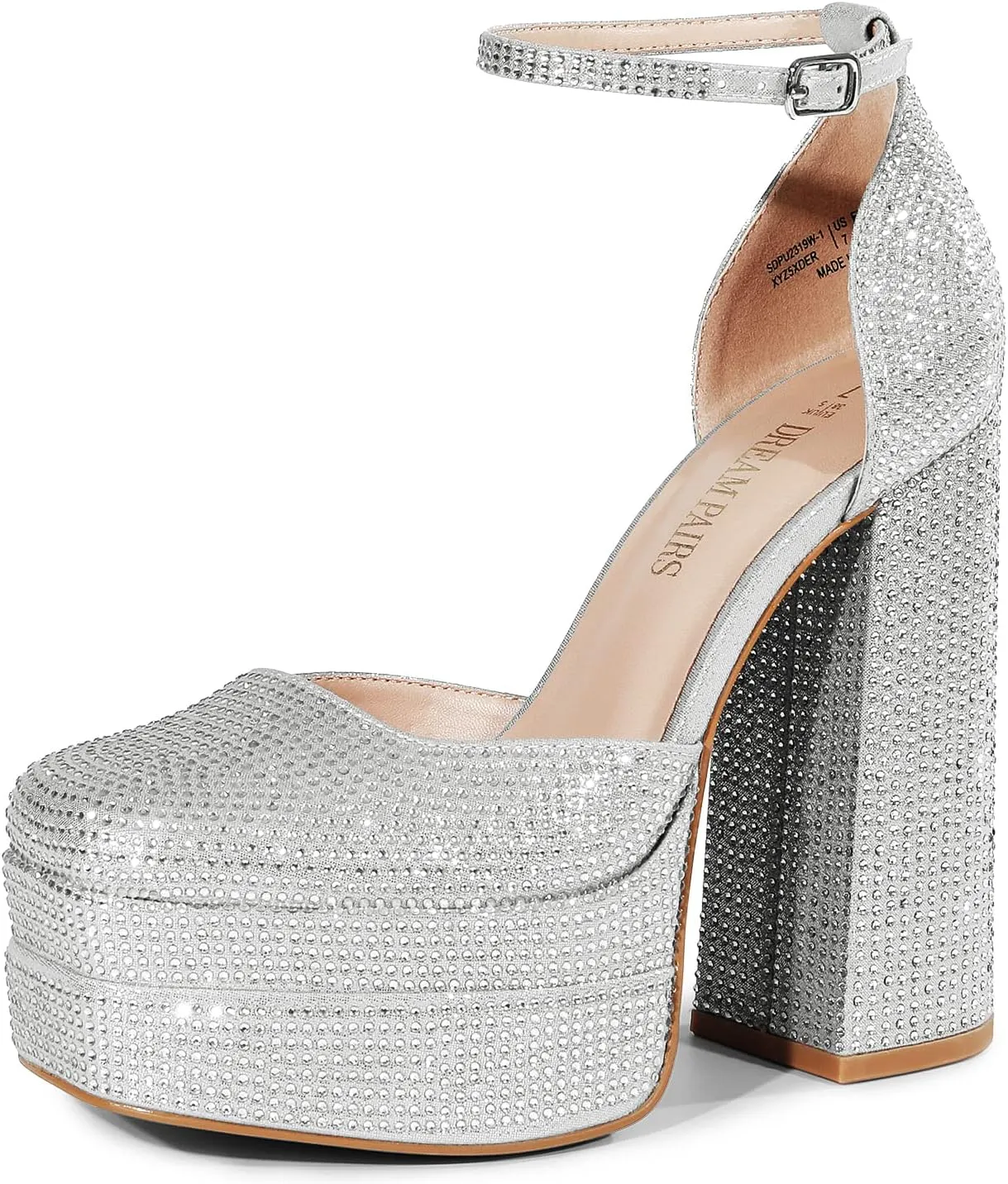 DREAM PAIRS Women’s High Chunky Platform Closed Toe Block Heels Square Toe Ankle Strap Dress Wedding Party Pumps Shoes Aurelia