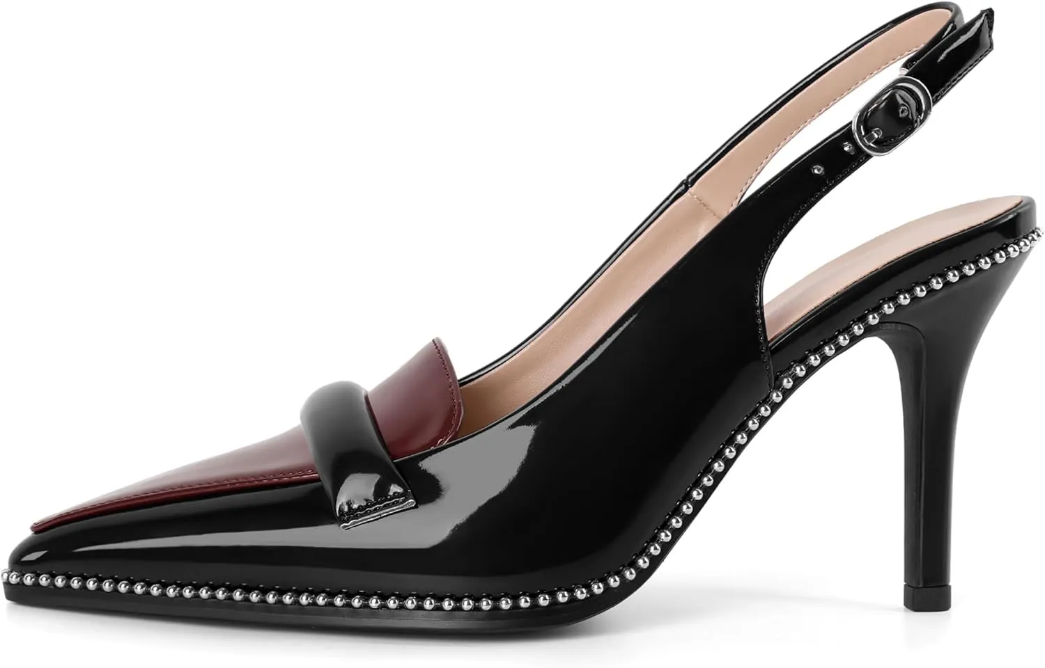 Eldof Pointed Toe Slingback Heels for Women Beaded Stiletto High Heel Women Pumps Shoes Dress 3.5 Inches in Multi Color