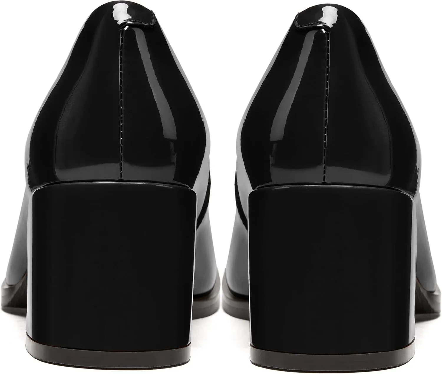 FEMSTEP Womens Patent Leather Slip On Dating Square Toe Cute Block Mid Heel Pumps Shoes 2.5 Inch