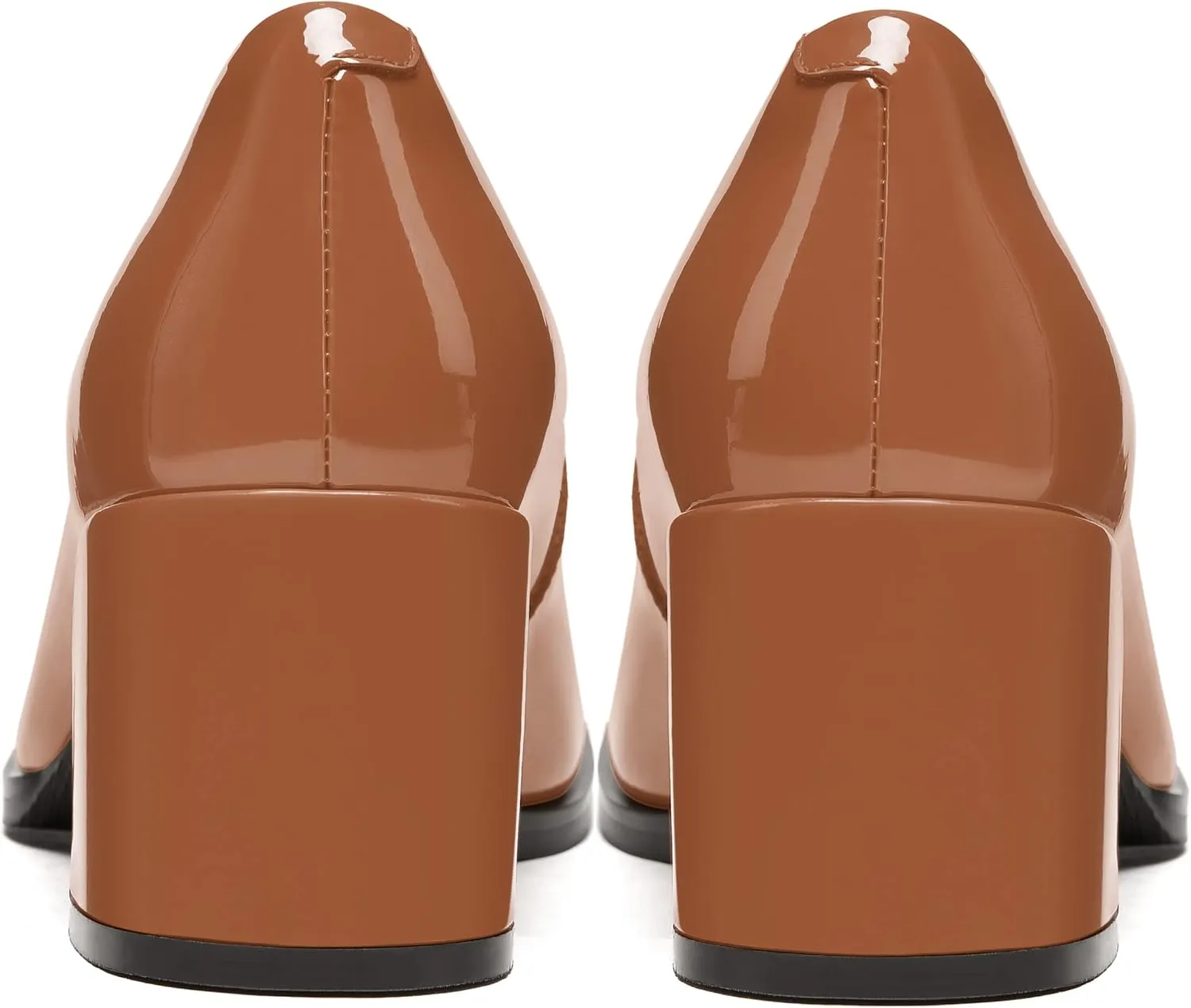 FEMSTEP Womens Patent Leather Slip On Dating Square Toe Cute Block Mid Heel Pumps Shoes 2.5 Inch