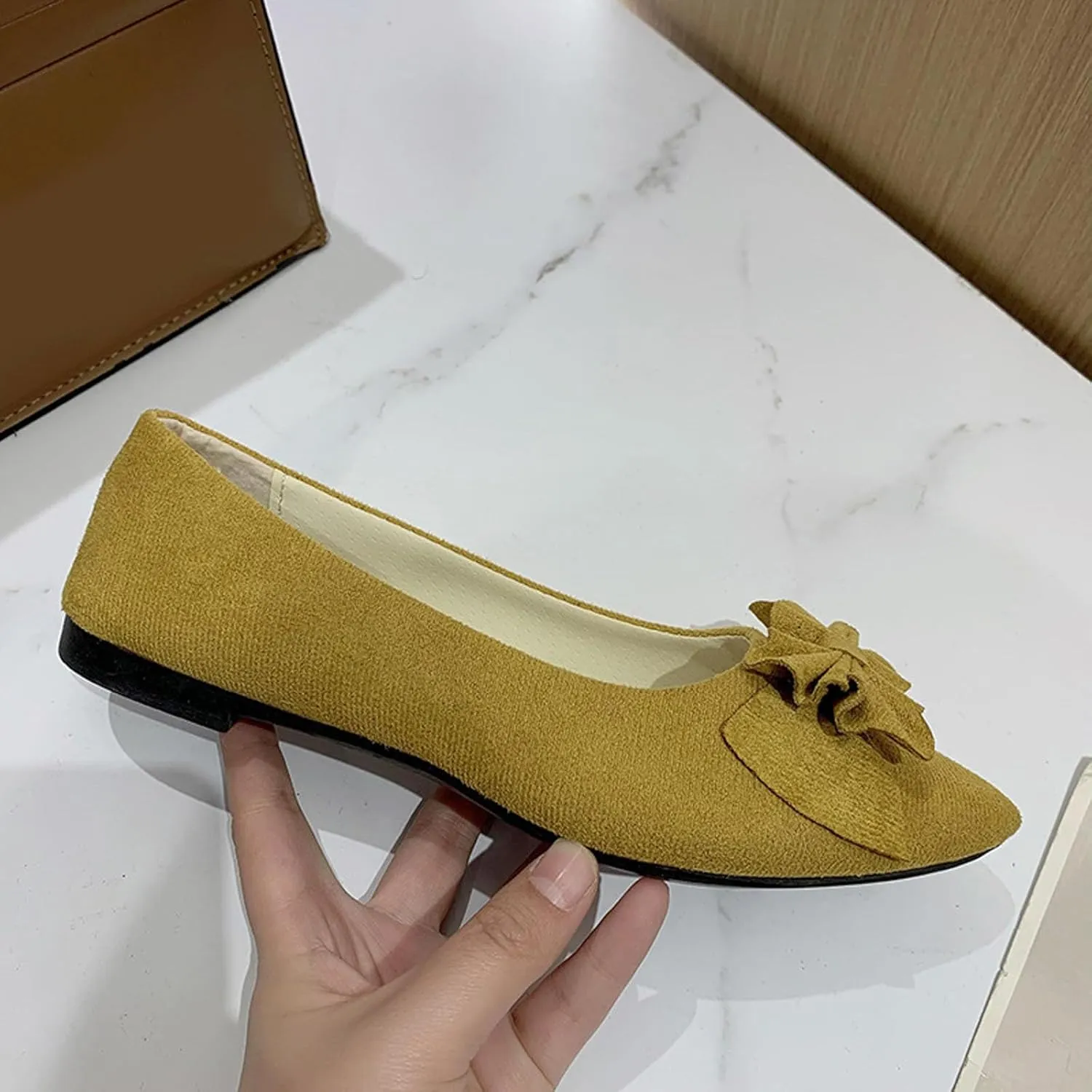 Flat Shoes for Women Dressy Comfortable Flat Mary Jane Shoe Womens Flats with Bowknot Pointed Toe Shoes for Women