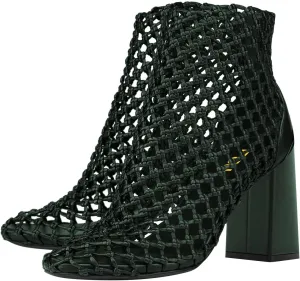 FSJ Women Woven Ankle Boots Chunky Block Heels Back Zip Comfortable Heeled Sandals Chic Booties Casual Party Wear Shoes Size 4-16 US