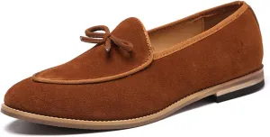 Genuine Leather Tassel Loafers for Men Suede Slip-On Low Heel Oxford Shoes