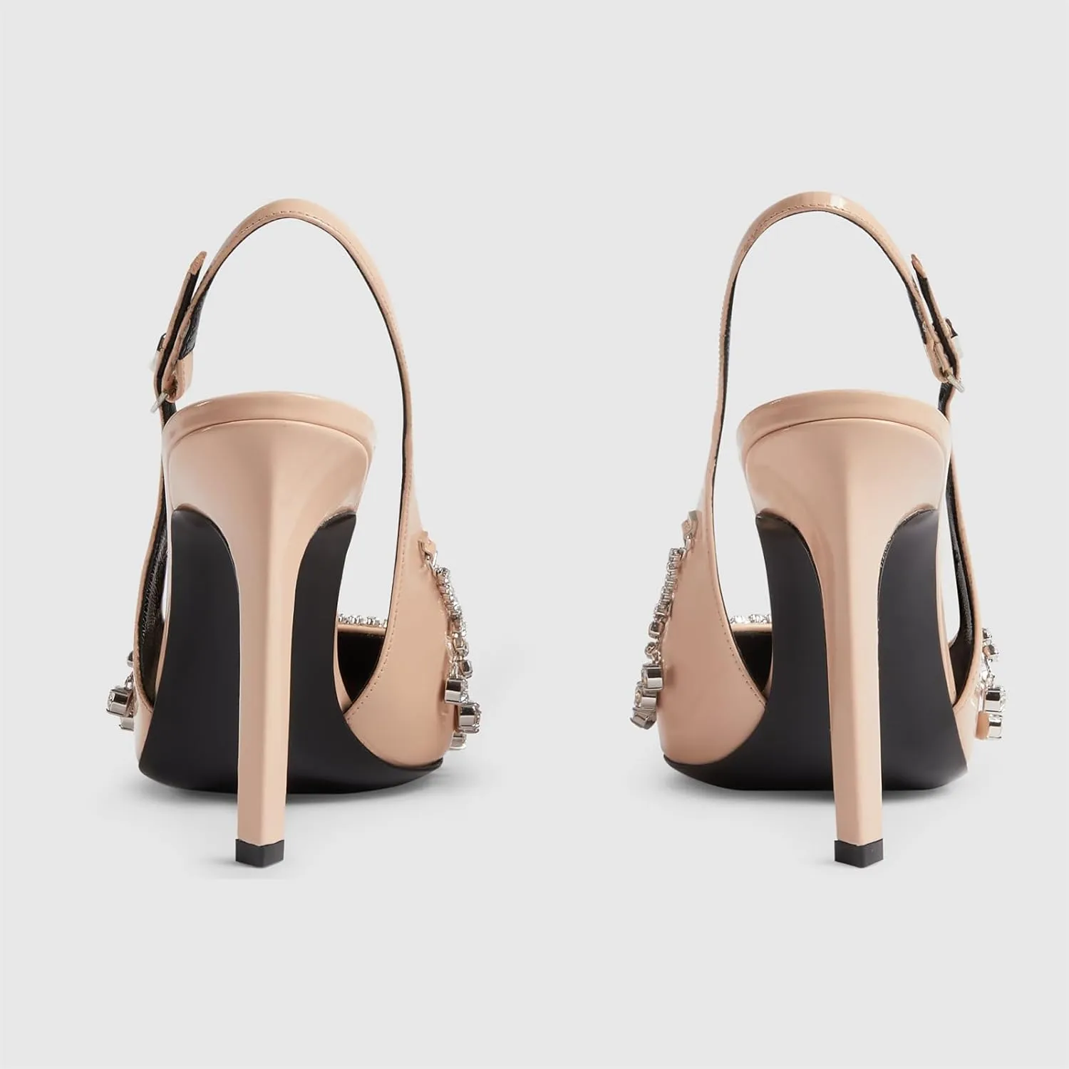 Goolita Sparkly Rhinestone Slingback Heels for Women, Closed Pointed Toe Sexy Stiletto High Heels Buckle Party Pumps Shoes