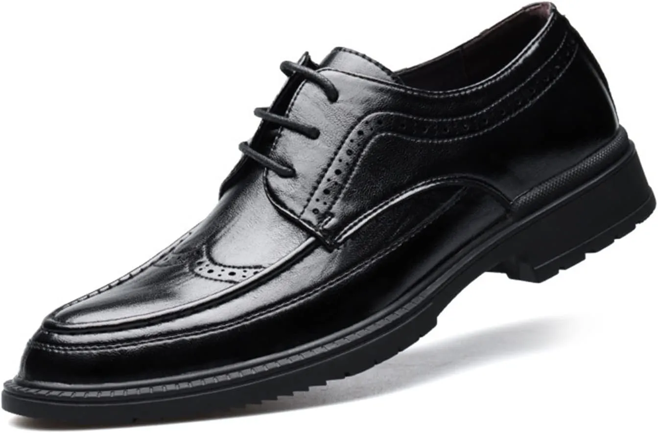 HASMI Leather Shoes Men's Leather Business Formal Wear Oxford Men's Shoes Breathable Trend Korean Version of British Brock Casual Shoes