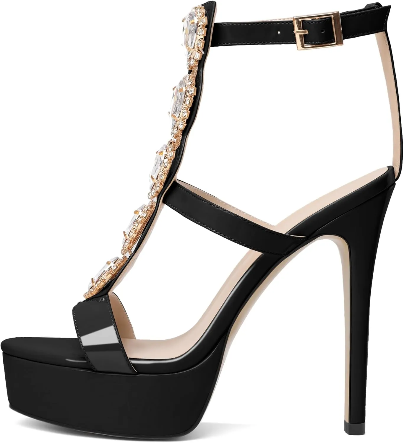Joseywade Platform Stiletto Heels Open Toe Sky High Heels Heeled Sandals Strappy Thin Slim Heel 5.5 Inch Ankle Strap Shoes US Size 5-15