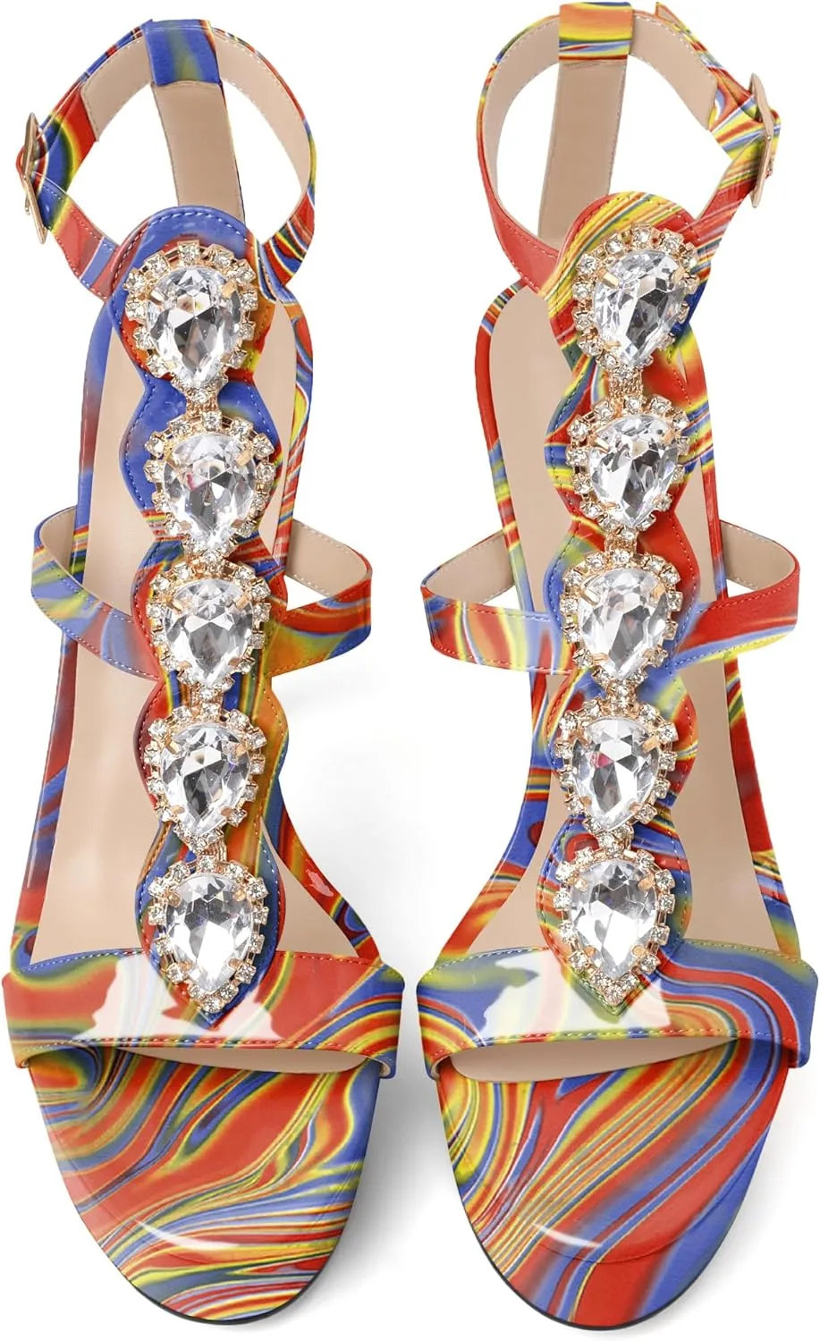 Joseywade Platform Stiletto Heels Open Toe Sky High Heels Heeled Sandals Strappy Thin Slim Heel 5.5 Inch Ankle Strap Shoes US Size 5-15