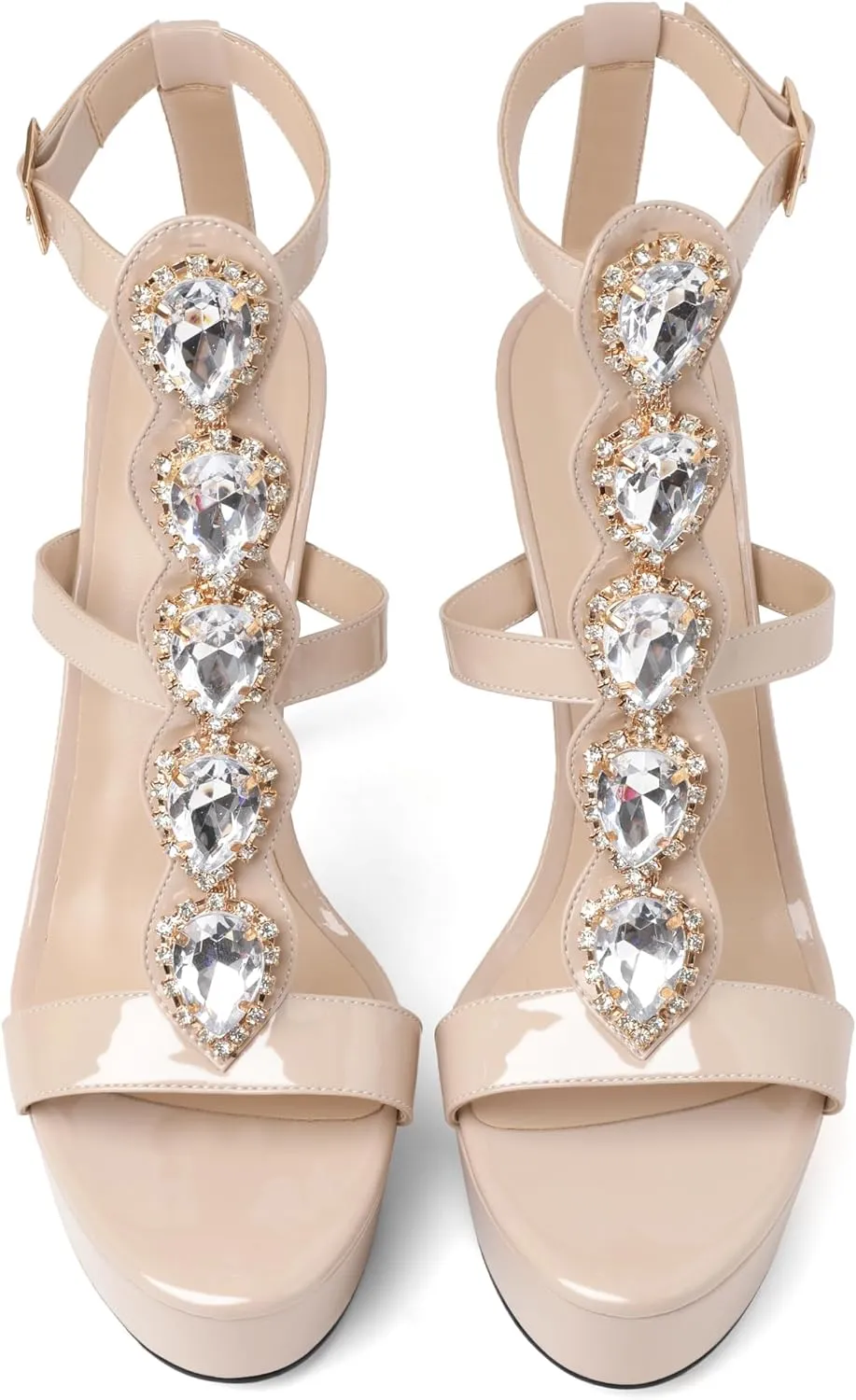 Joseywade Platform Stiletto Heels Open Toe Sky High Heels Heeled Sandals Strappy Thin Slim Heel 5.5 Inch Ankle Strap Shoes US Size 5-15