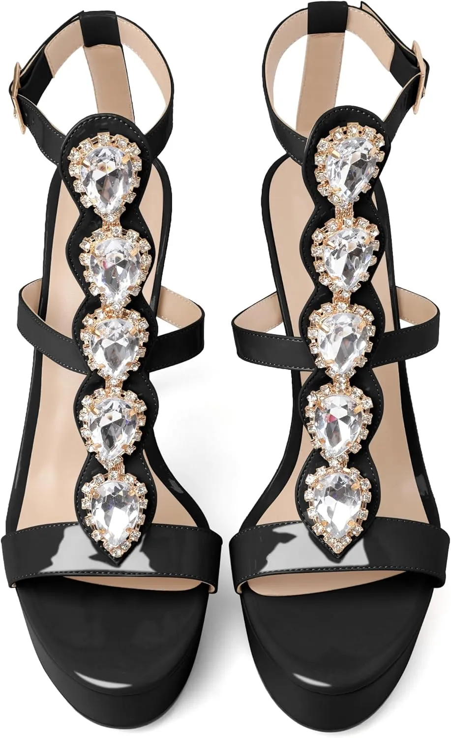 Joseywade Platform Stiletto Heels Open Toe Sky High Heels Heeled Sandals Strappy Thin Slim Heel 5.5 Inch Ankle Strap Shoes US Size 5-15