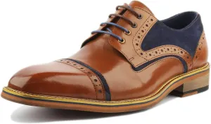 Justin Reece Dennis Men Brown Leather Blue Suede (9 UK, Brown Blue)