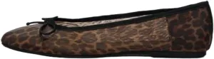 keleimusi Leopard Mesh Ballet Flat for Women Slip On Round Toe Mary Jane Ballet Flats with Bow Comfortable Casual Ballerina Shoes.