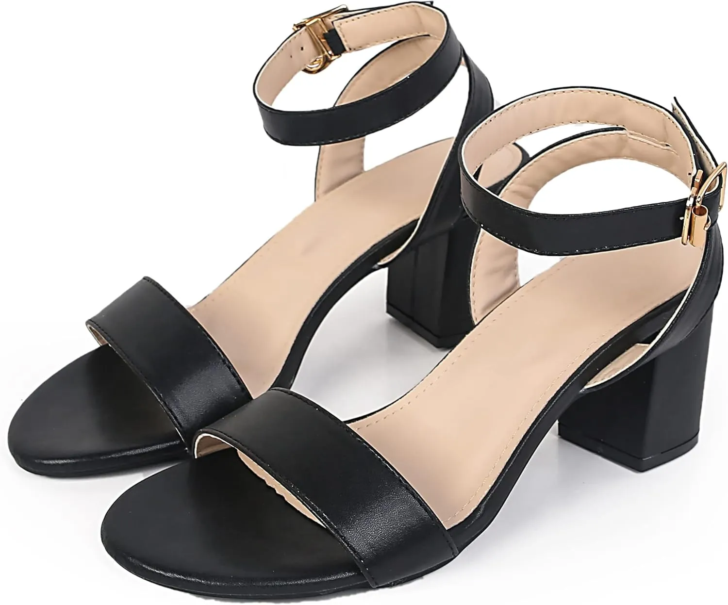 kkdom Glitter Sandals - Strappy, Chunky Pumps; Low Heels, Open Toe Block Heels for Women - Wedding, Dress, Party Wear
