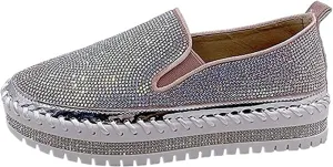 Ladmiple Shoes For Women Slip On White Women's Fashion Sneaker Slip On Low Top Comfortable Walking Shoes Dressy Casual Summer Non Slip Platform Flats Canvas Loafers