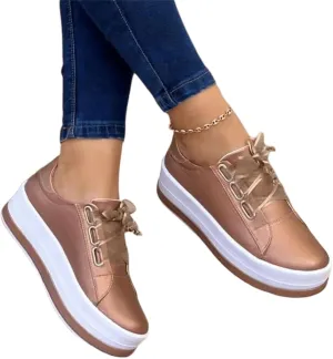 Ladmiple Shoes For Women Sneakers Slip Ons Low Top Lace-up Classic Casual Leather Walking Shoes Summer Flats Loafers