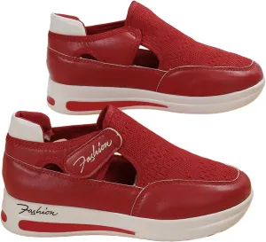 Ladmiple Slip On Sneakers Women Wide Toe Box Women’s Canvas Shoes Low Top Fashion Sneakers Slip on Walking Shoes Dressy Casual Summer Comfortable Non Slip Platform Flats Loafers Red