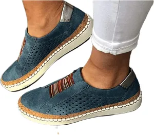 Ladmiple Sneakers For Women Slip On Walking Shoes Women’s Canvas Shoes Low Top Fashion Sneakers Slip on Walking Shoes Dressy Casual Summer Comfortable Non Slip Platform Flats Loafers