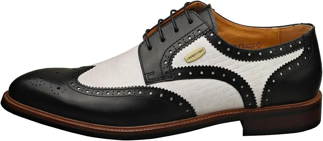 Laura Vita Andy Mens Brogue Shoes in Black White