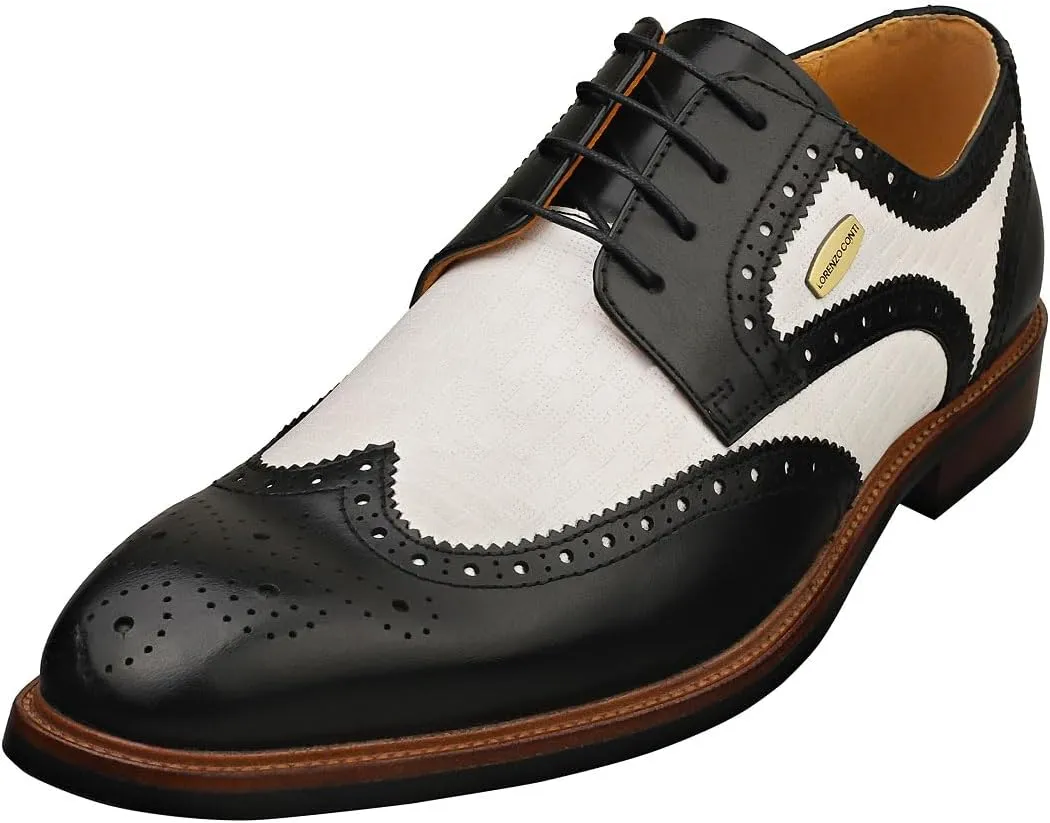 Laura Vita Andy Mens Brogue Shoes in Black White
