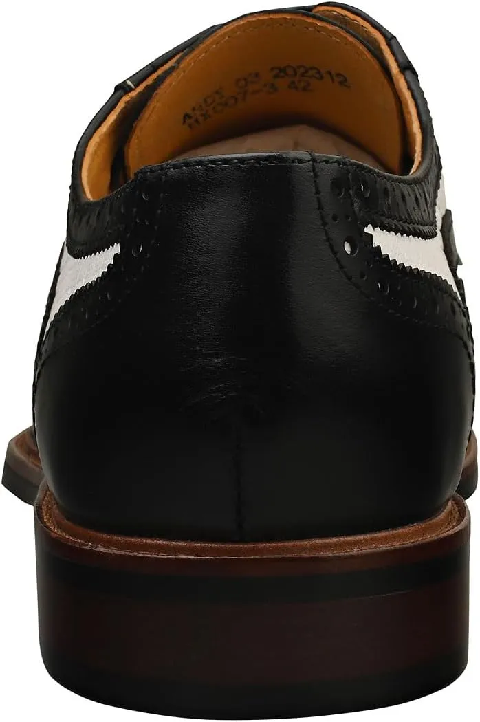 Laura Vita Andy Mens Brogue Shoes in Black White