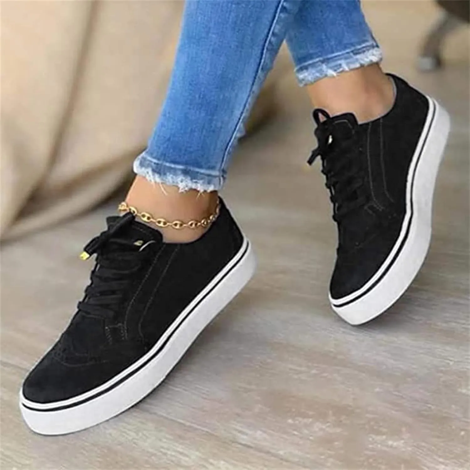 Lausiuoe Shoes For Women Dressy Flats Canvas Loafers Comfortable Casual Fashion Walking Classic Lightweight Slip On Sneakers