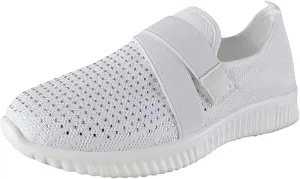 Lausiuoe sneakers for women slip on black Women's Slip On Walking Shoes Lightweight Casual Running Fashion Sneakers Non Slip Comfortable Mesh Tennis Gym Athletic Shoes
