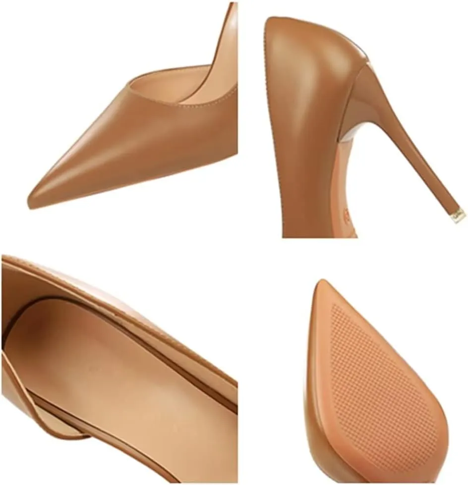LUXINYU,Women Pointed Toe Heels Fashion Solid Stiletto Ladies Pumps Sexy Side Cutout Glossy Patent Leather Comfort Work Heeled Dress Shoes