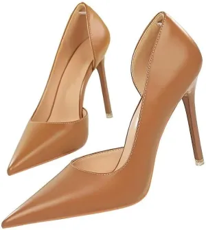 LUXINYU,Women Pointed Toe Heels Fashion Solid Stiletto Ladies Pumps Sexy Side Cutout Glossy Patent Leather Comfort Work Heeled Dress Shoes