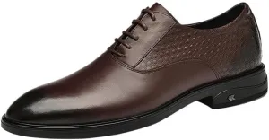 Men's Breathable Comfortable Business Dress Shoes Lace Up Oxford Shoes Classic Pointed Toe Modern Formal Genuine Leather Dress Shoes for Men