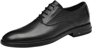 Men's Breathable Comfortable Business Dress Shoes Lace Up Oxford Shoes Classic Pointed Toe Modern Formal Genuine Leather Dress Shoes for Men